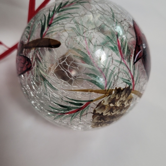 VTG Celebrations Cardinal Xmas Crackled Glass Ball Ornament - Picture 4 of 13